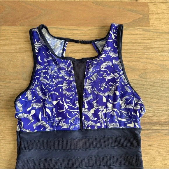 Athleta Batik Floral Mesh Detail Plunge Back Swimsuit - Picture 4 of 8